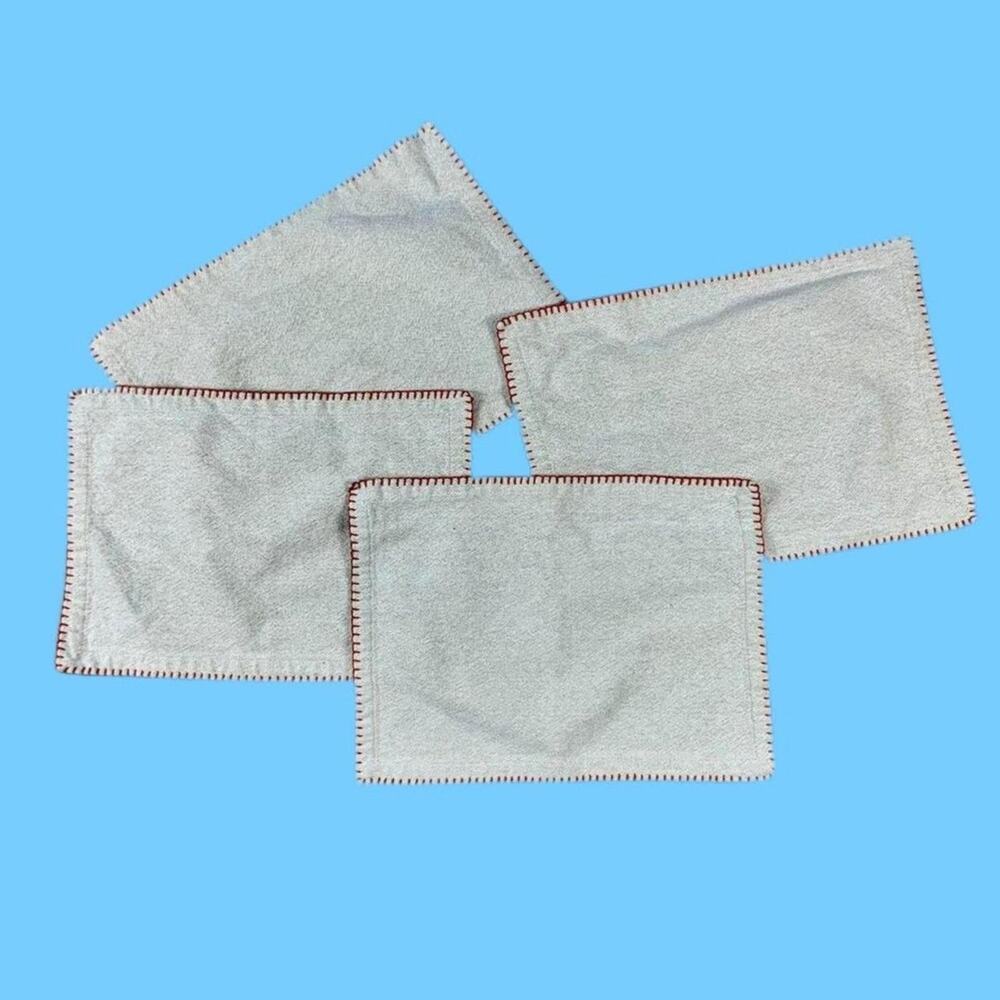 Boho Beige Fabric Placemats with Orange Details